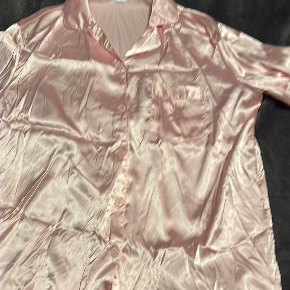Pink Satin Pajama Set - Picture 6 of 8